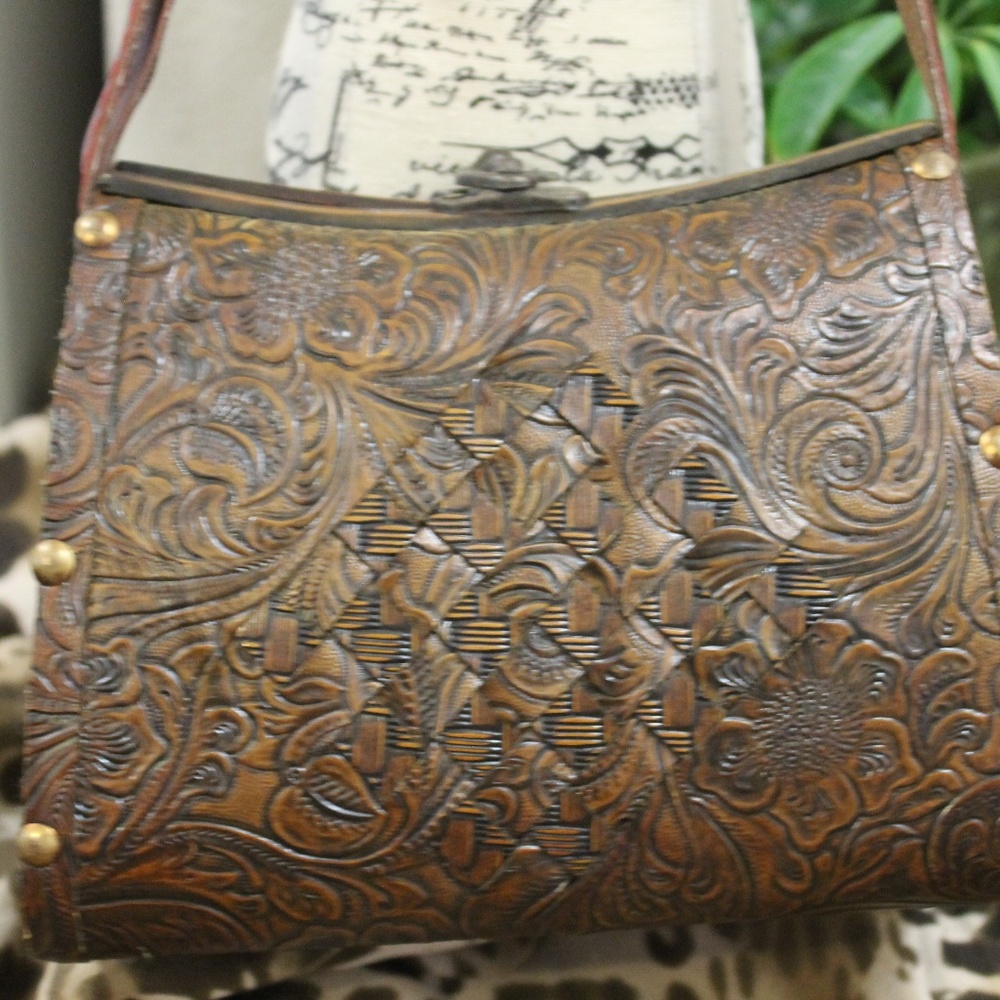 Wooden and leather purse
